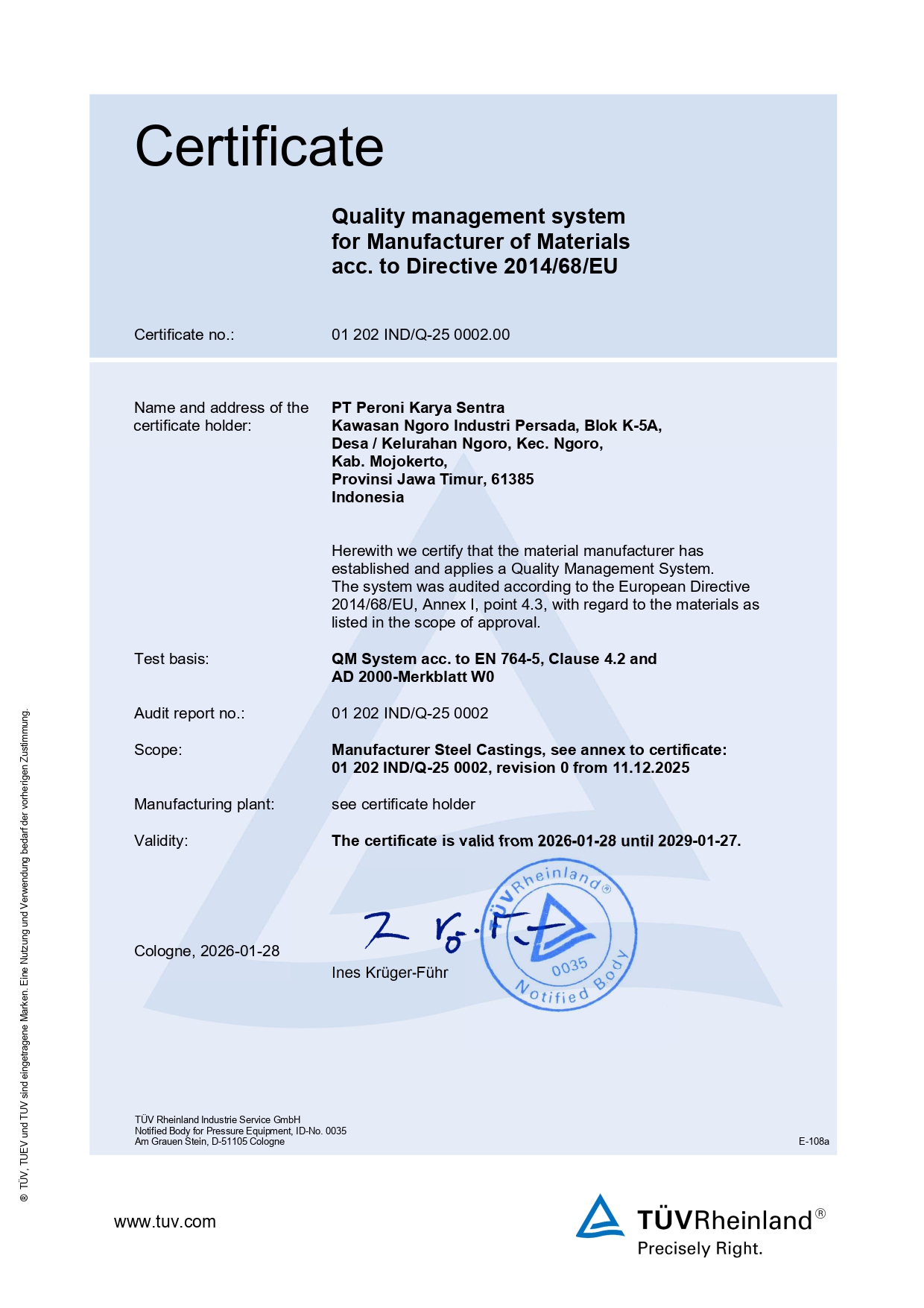 PED 2014/68/EU Compliance